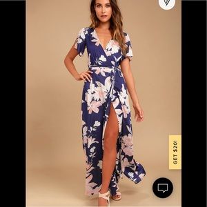 Azalea Regalia Navy Blue Floral Print Wrap Maxi Dress